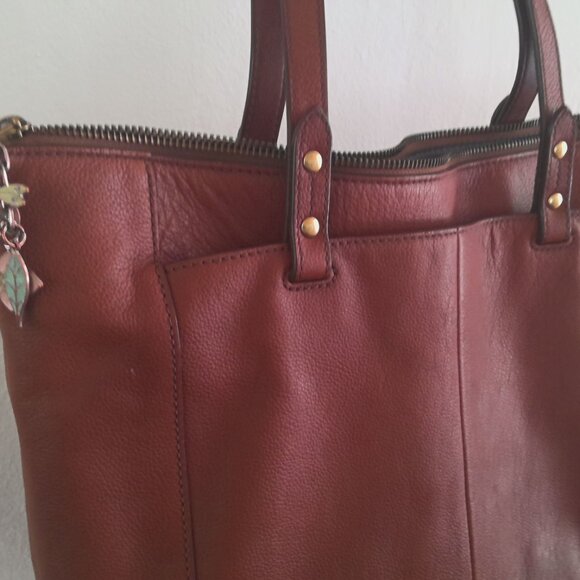Genuine Leather Fossil Tote EUC - Picture 4 of 12